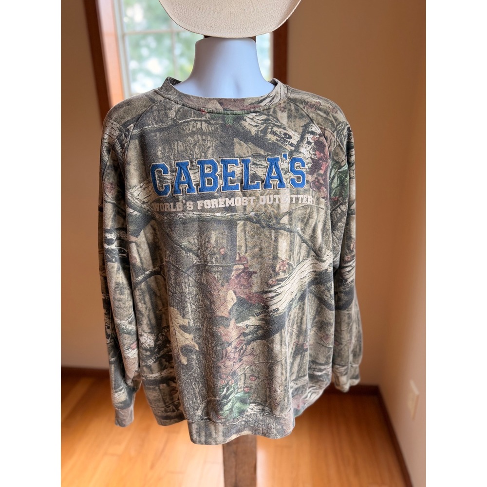 Cabelas Mens XL Camo Crewneck Sweatshirt Mossy Oak Break-Up Infinity Pullover